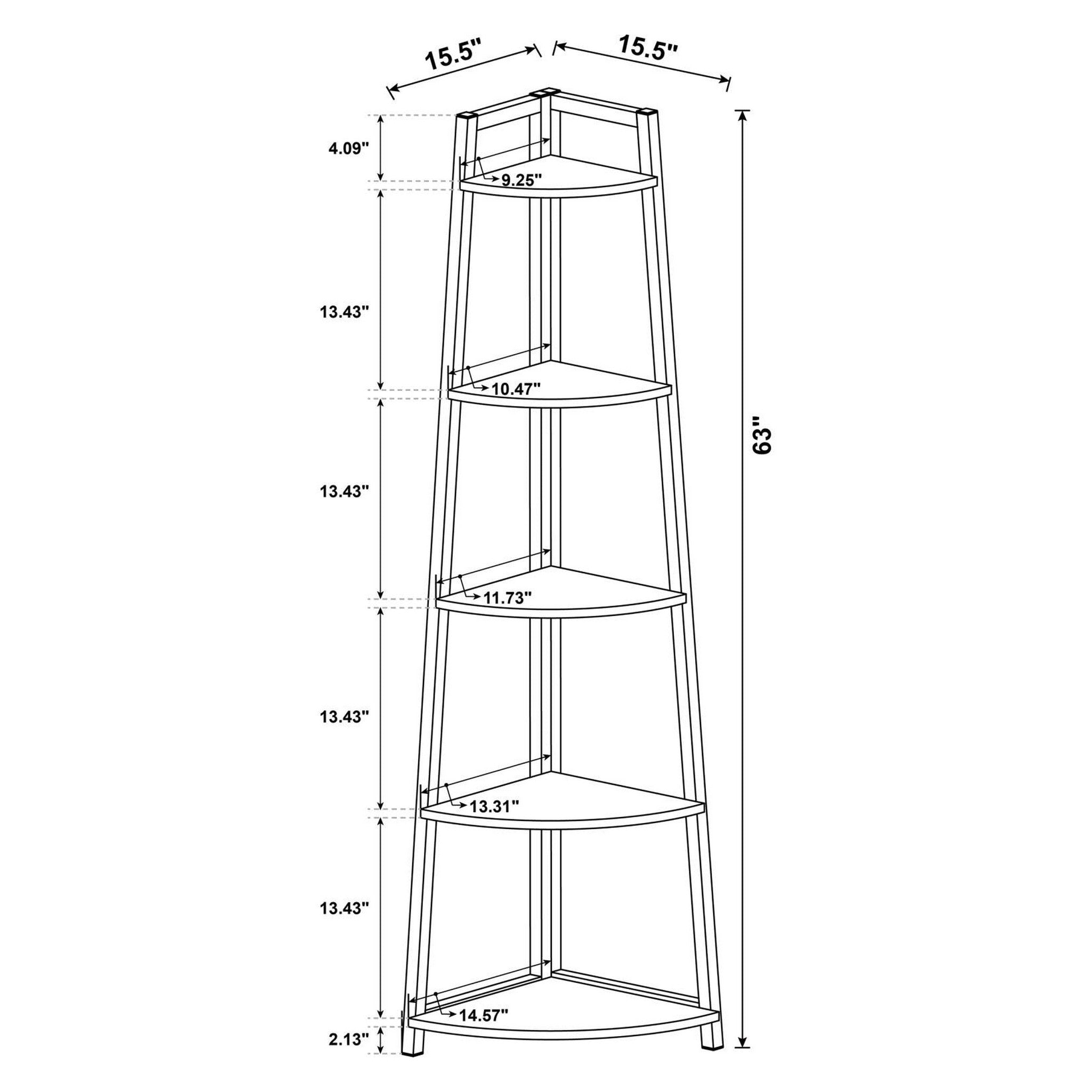 Jacksonville 5-tier Corner Bookcase Aged Walnut 805497