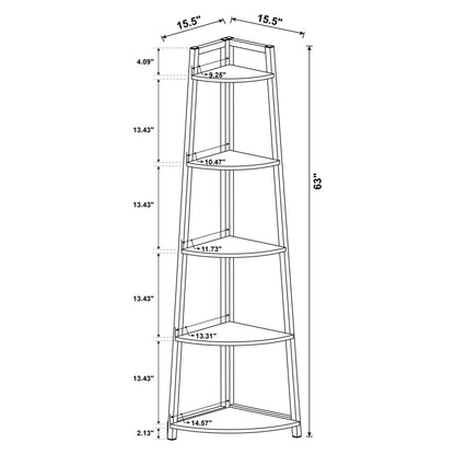 Jacksonville 5-tier Corner Bookcase Aged Walnut 805497