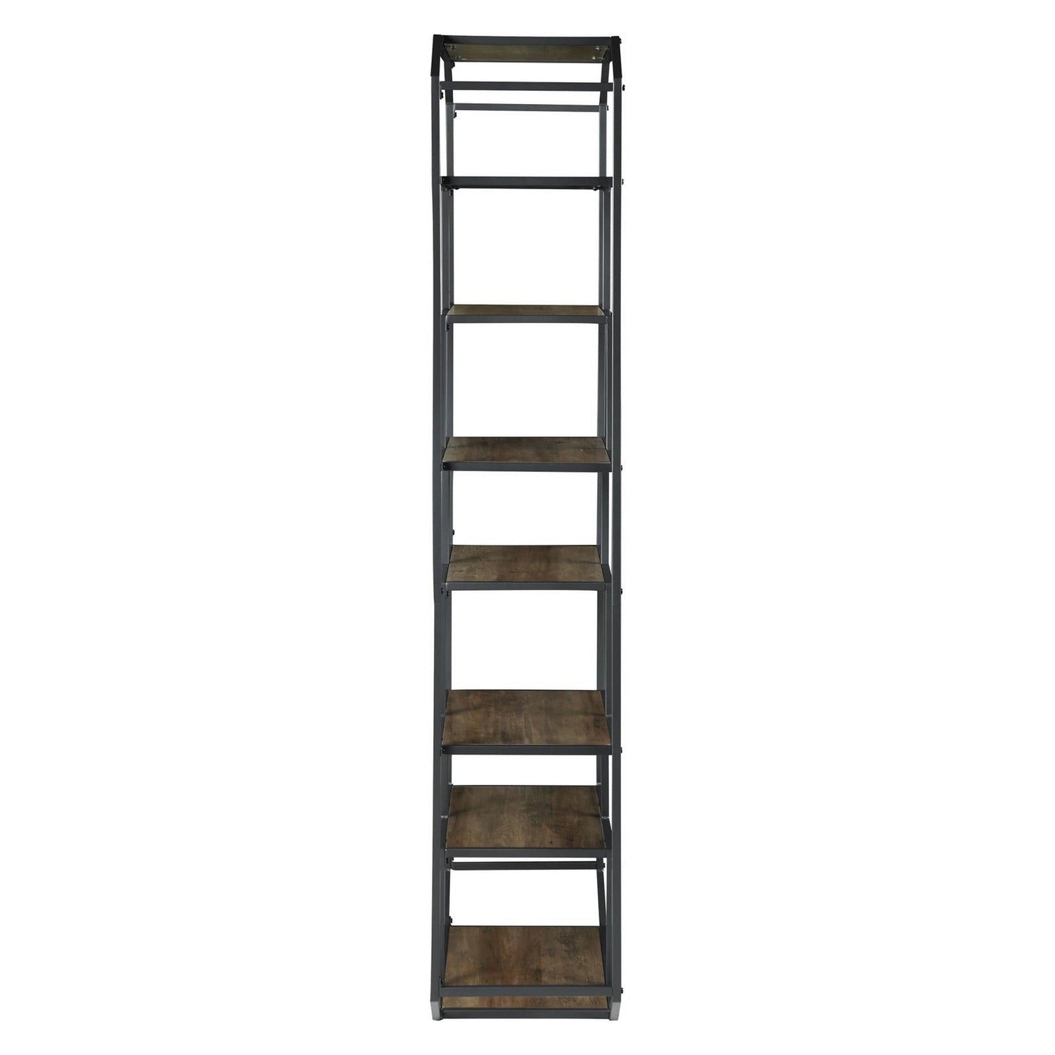 Leland 6-shelf Bookcase Rustic Brown and Dark Grey 805662