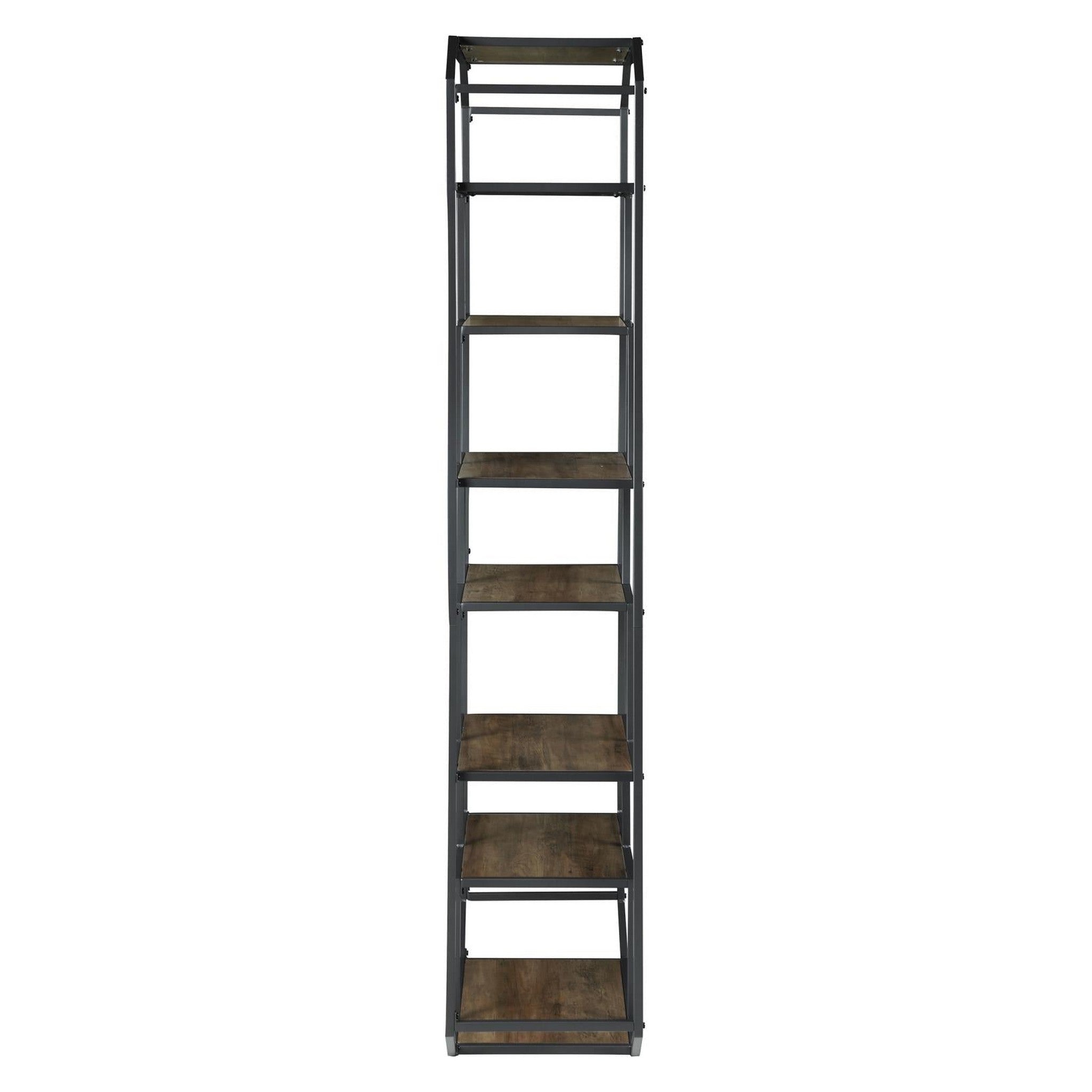 Leland 6-shelf Bookcase Rustic Brown and Dark Grey 805662