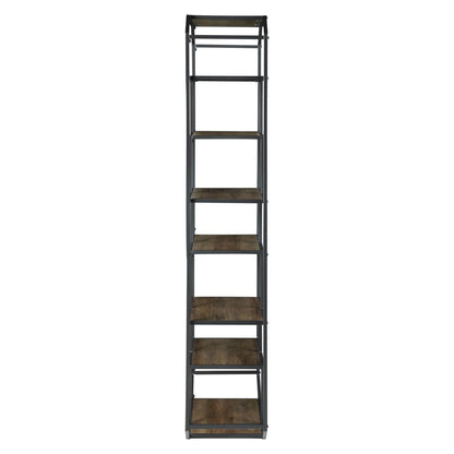 Leland 6-shelf Bookcase Rustic Brown and Dark Grey 805662