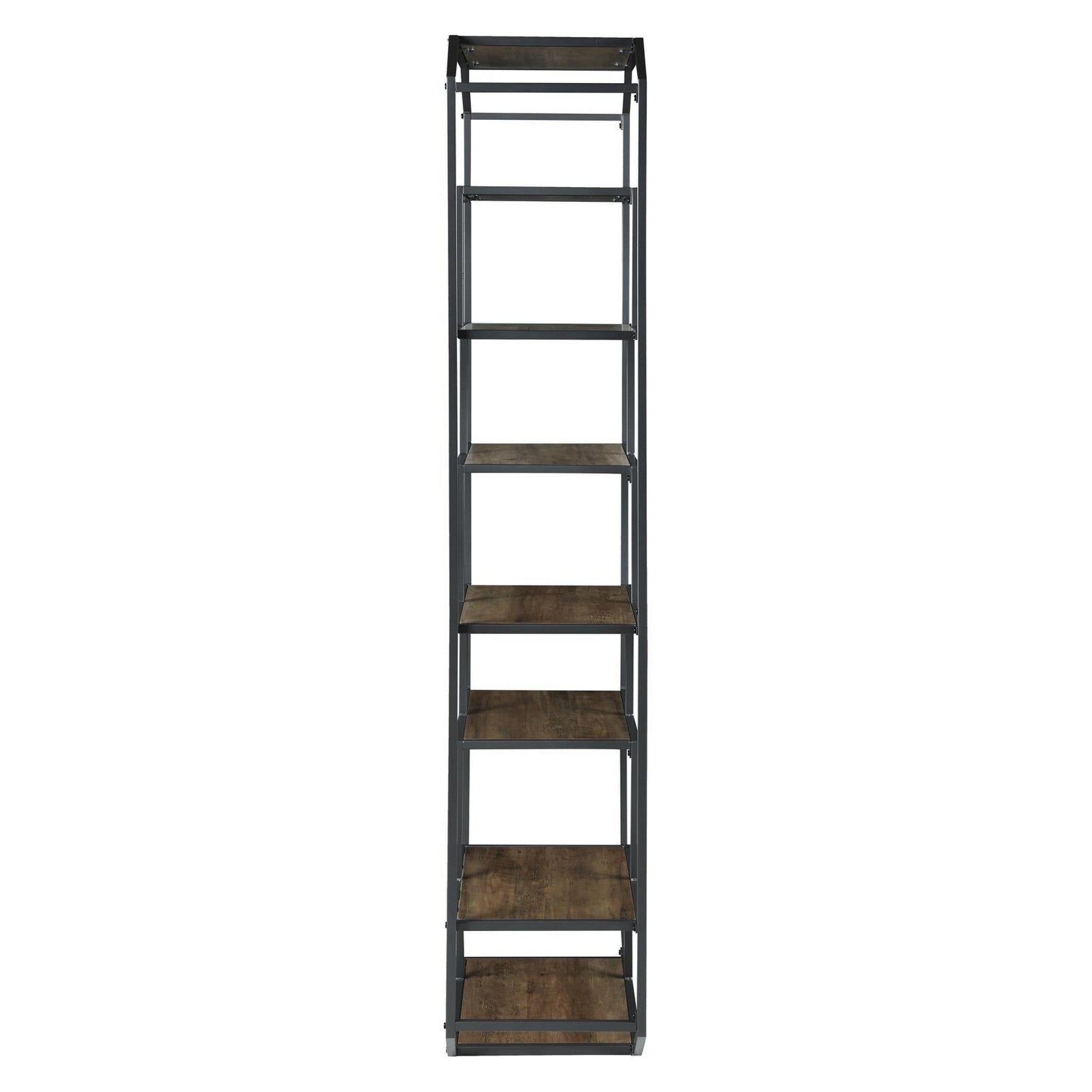 Leland 6-shelf Bookcase Rustic Brown and Dark Grey 805662