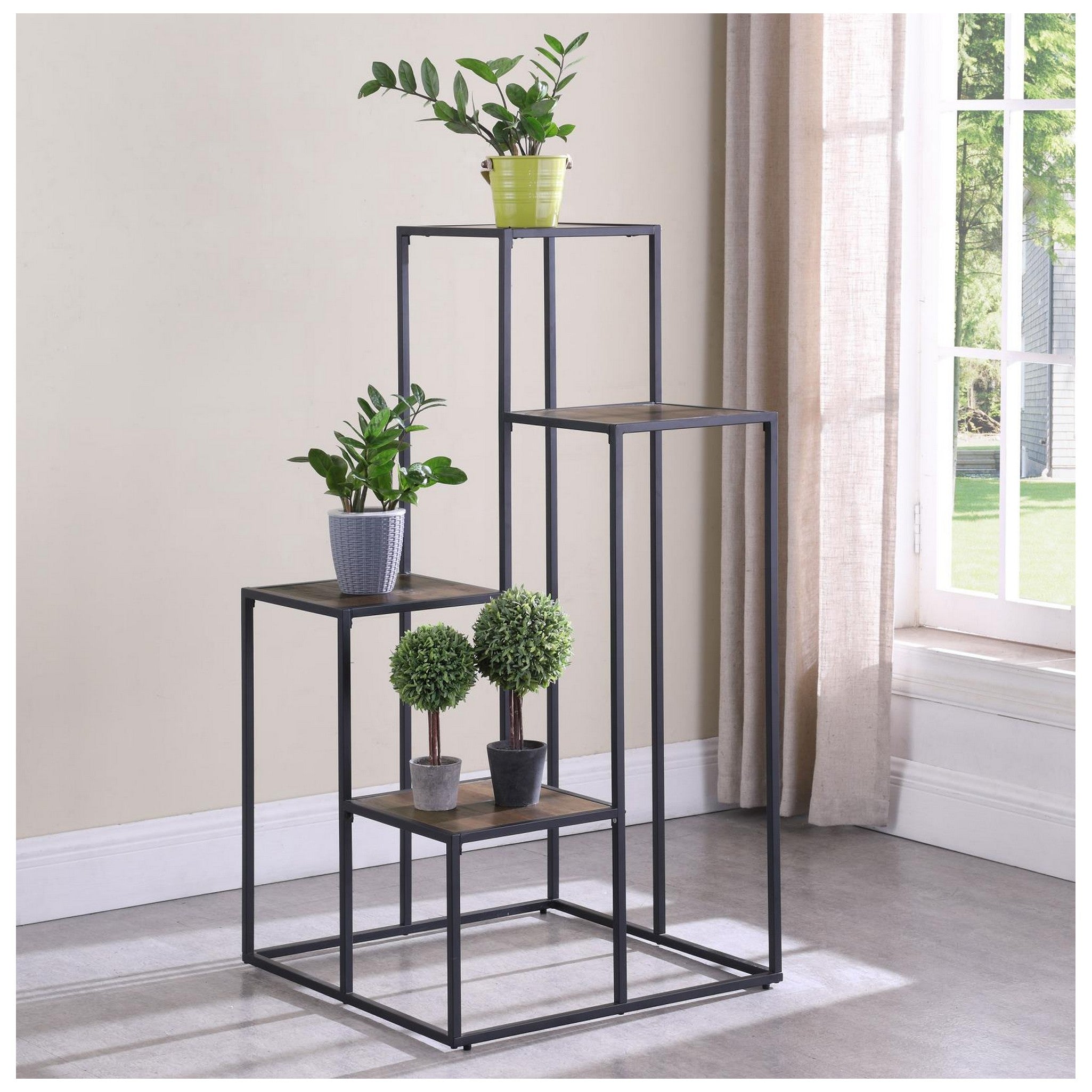 Rito 4-tier Display Shelf Rustic Brown and Black 805670