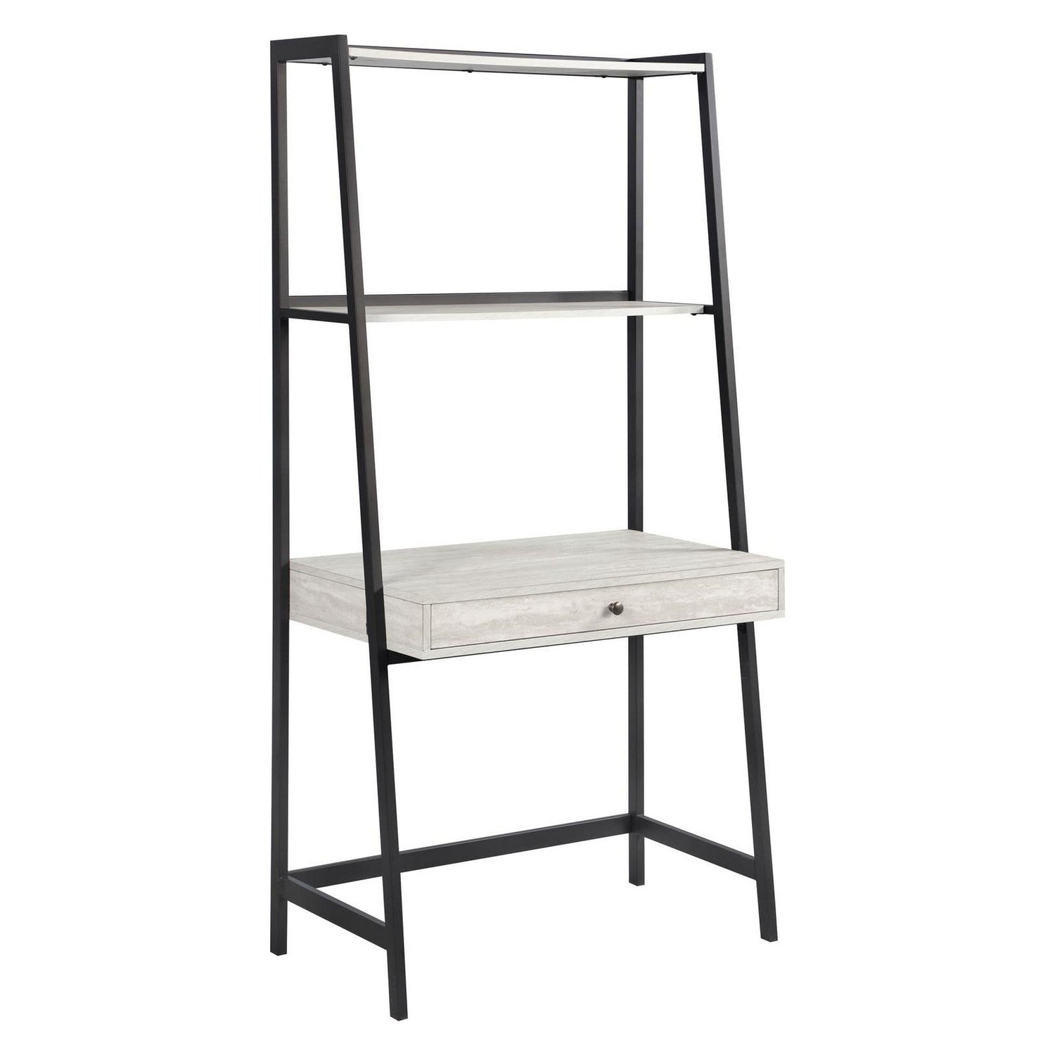 Pinckard 3-piece Ladder Desk Set Grey Stone Herringbone and Black 805801-S3