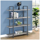 Cole 4-Shelf Bookcase Grey Driftwood and Gunmetal 805816