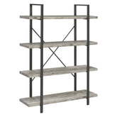 Cole 4-Shelf Bookcase Grey Driftwood and Gunmetal 805816