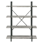 Cole 4-Shelf Bookcase Grey Driftwood and Gunmetal 805816