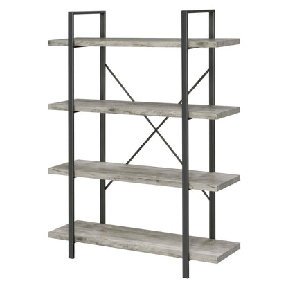 Cole 4-Shelf Bookcase Grey Driftwood and Gunmetal 805816