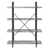 Cole 4-Shelf Bookcase Grey Driftwood and Gunmetal 805816