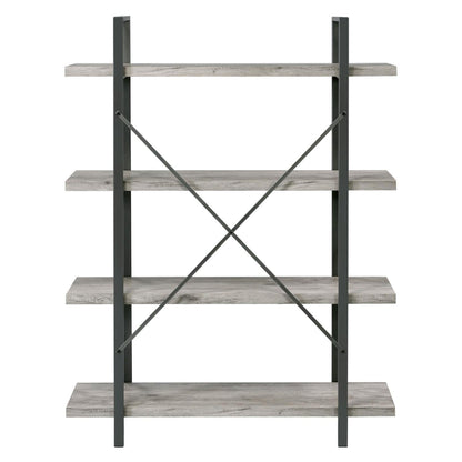 Cole 4-Shelf Bookcase Grey Driftwood and Gunmetal 805816