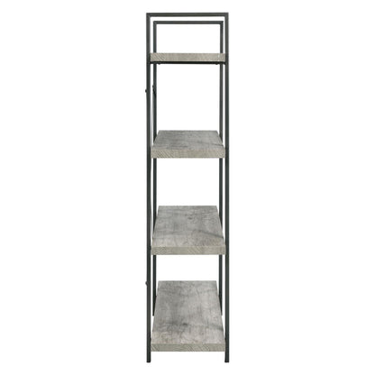 Cole 4-Shelf Bookcase Grey Driftwood and Gunmetal 805816