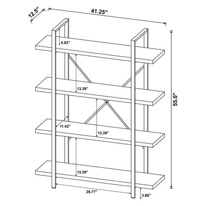 Cole 4-Shelf Bookcase Grey Driftwood and Gunmetal 805816