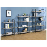 Cole 4-Shelf Bookcase Grey Driftwood and Gunmetal 805816