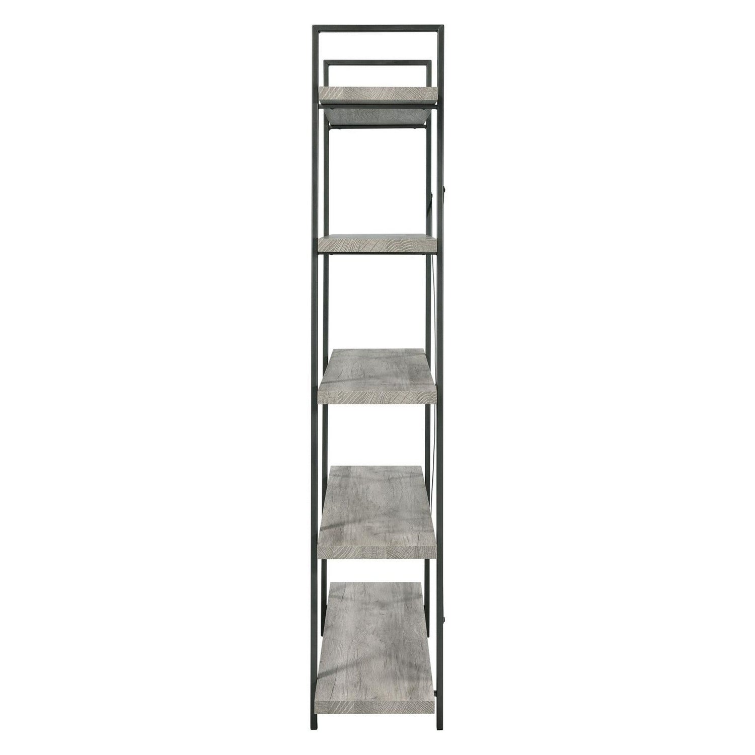 Cole 5-Shelf Bookcase Grey Driftwood and Gunmetal 805817