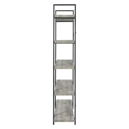 Cole 5-Shelf Bookcase Grey Driftwood and Gunmetal 805817