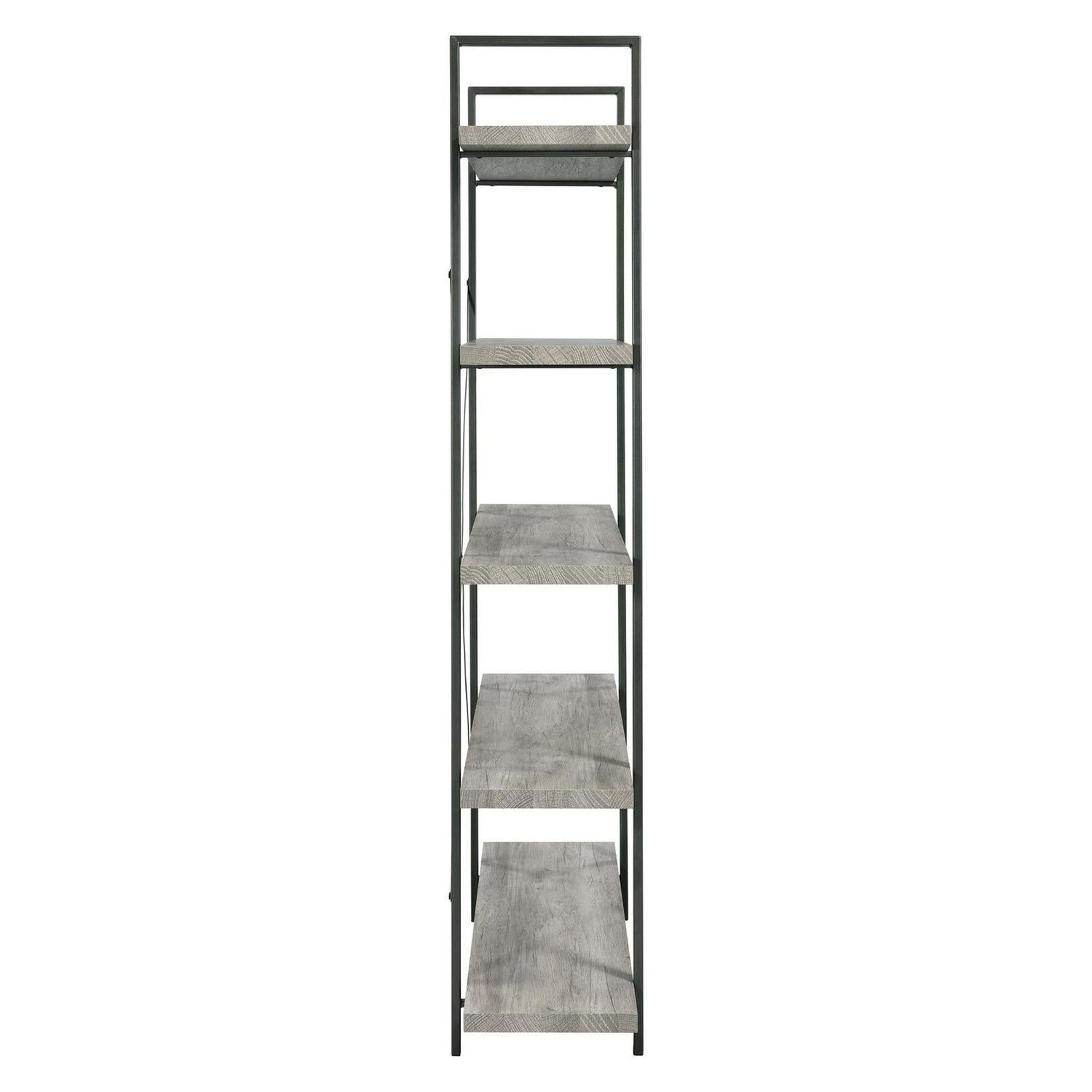 Cole 5-Shelf Bookcase Grey Driftwood and Gunmetal 805817