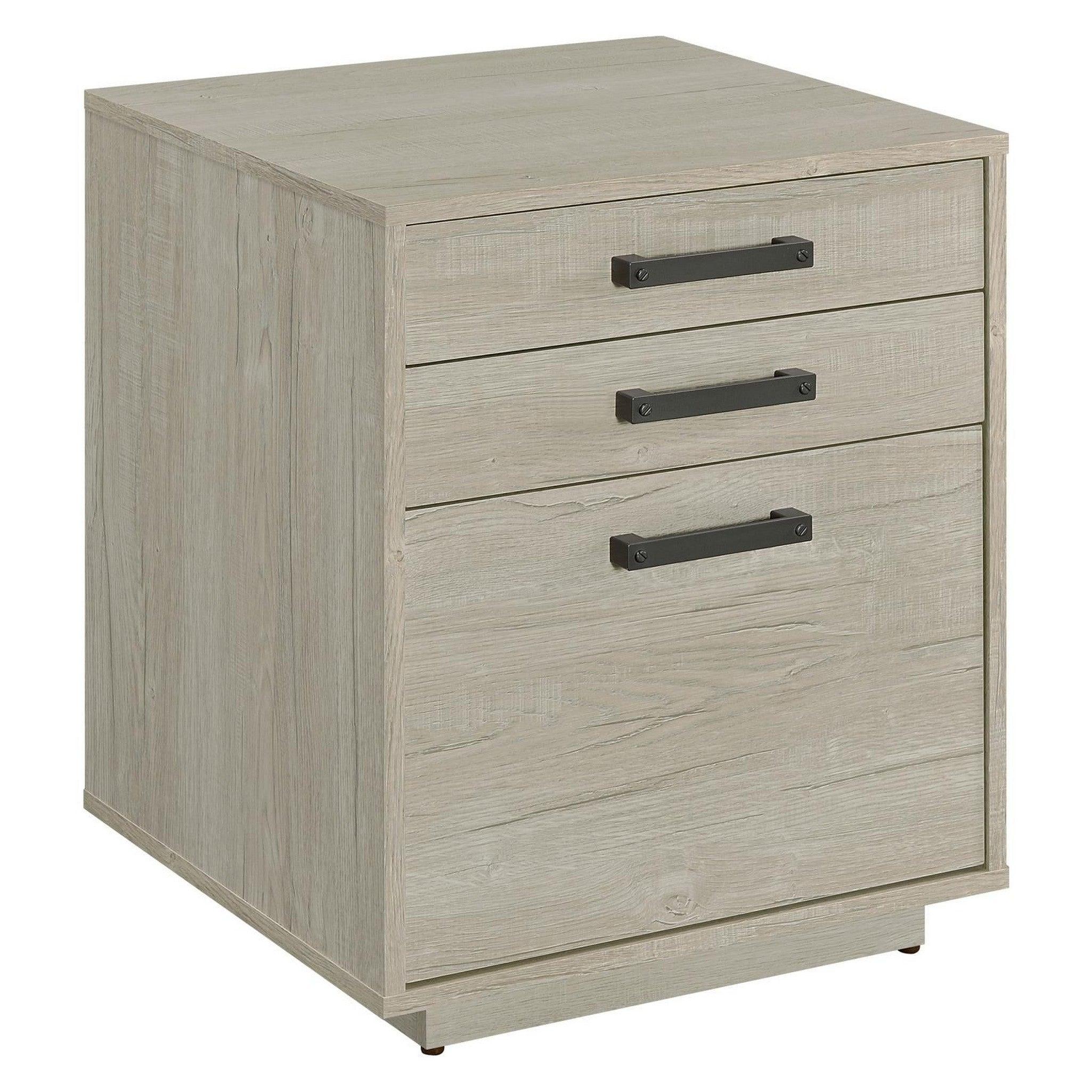 Loomis 3-drawer Square File Cabinet Whitewashed Grey 805882