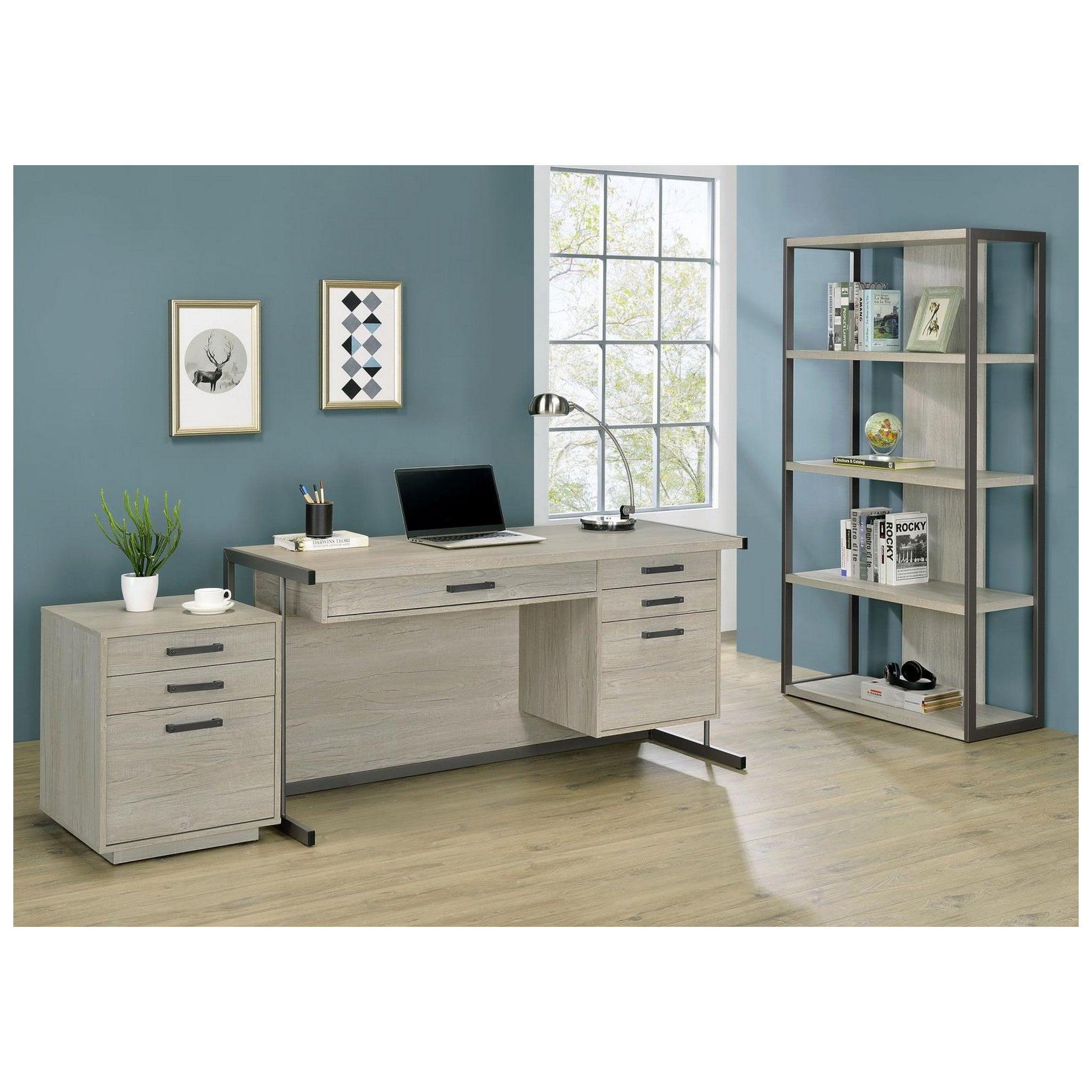 Loomis 3-drawer Square File Cabinet Whitewashed Grey 805882