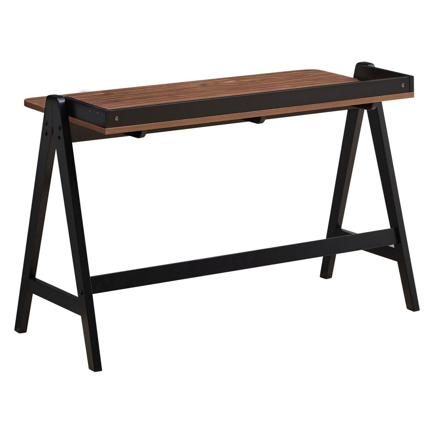 Raul Writing Desk Walnut and Black with USB ports 805926