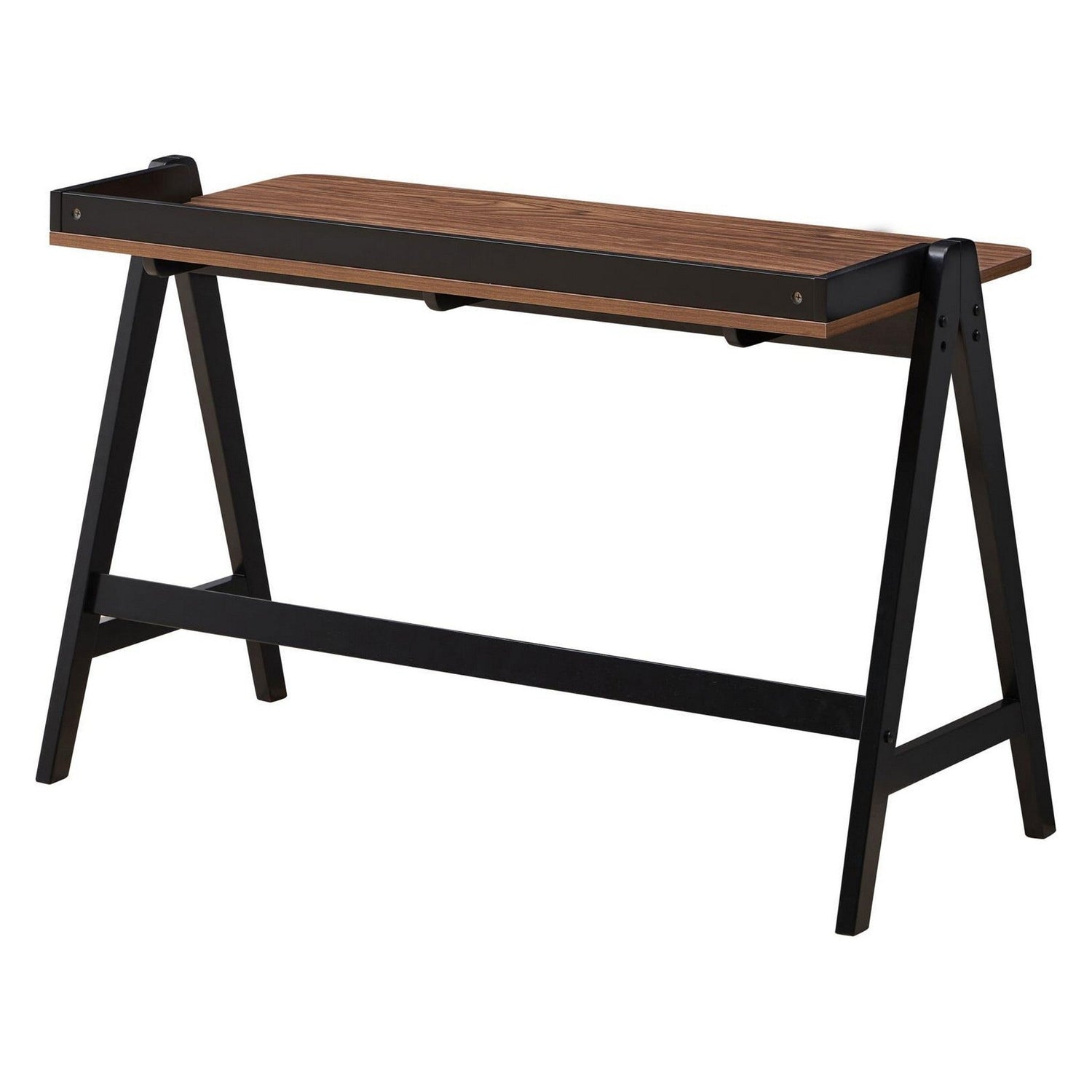 Raul Writing Desk Walnut and Black with USB ports 805926