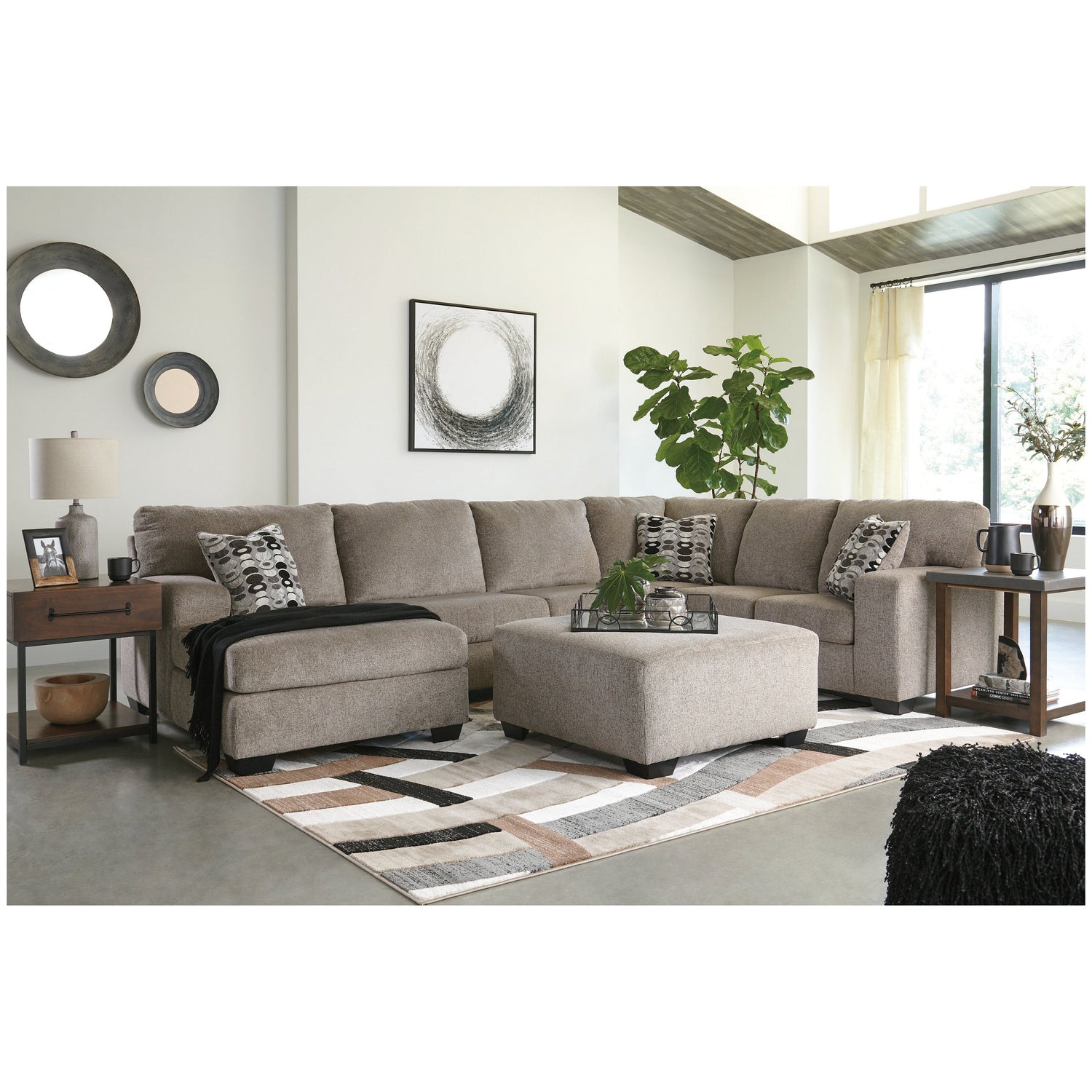 Ballinasloe 3-Piece Sectional with Ottoman Ash-80702U1