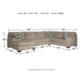 Ballinasloe 3-Piece Sectional with Ottoman Ash-80702U1