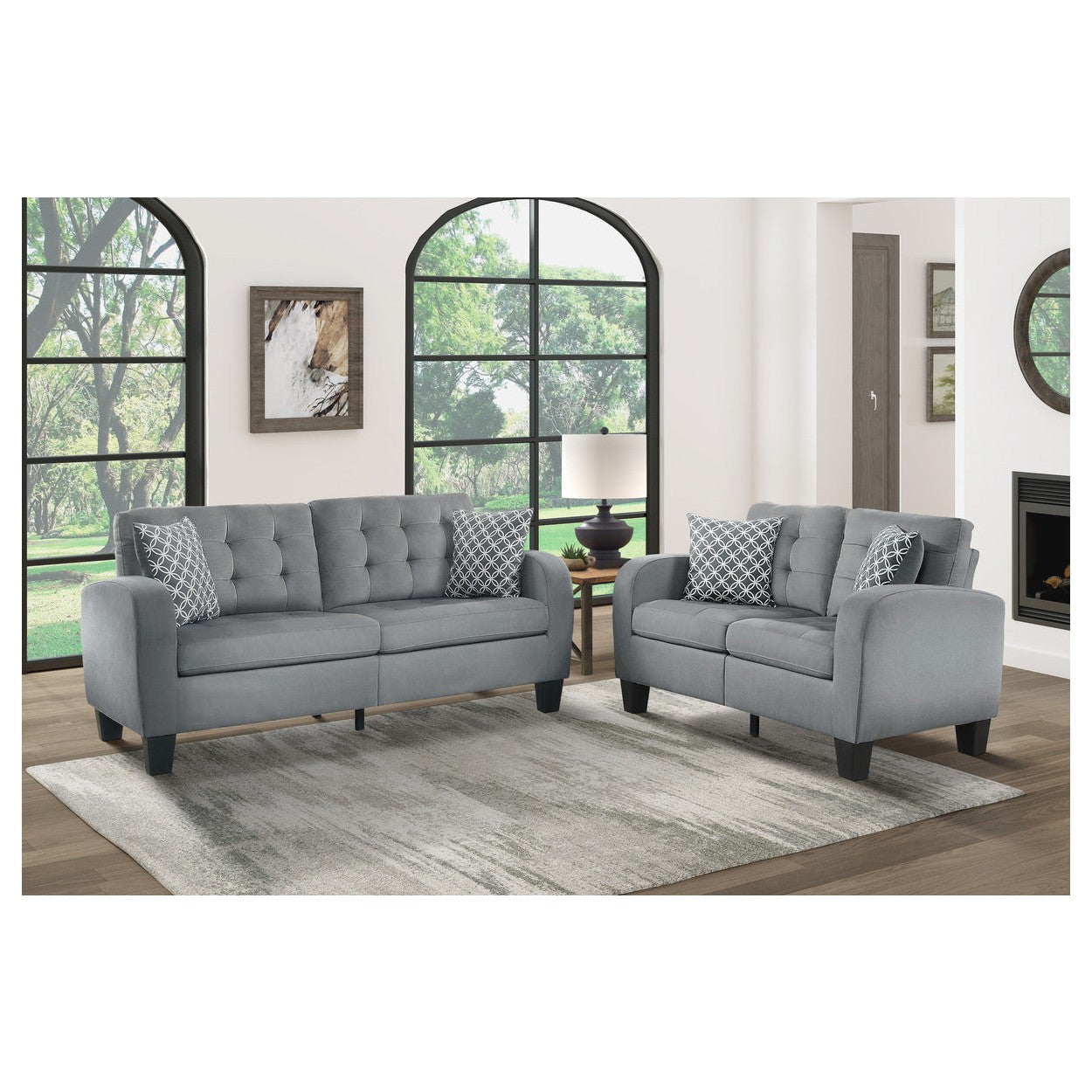 LOVE SEAT, 2 PILLOWS 8202GRY-2