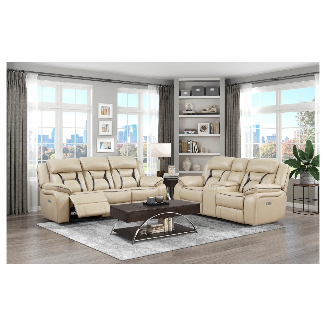 2pc Set: Sofa, Love 8229NBE*2PW