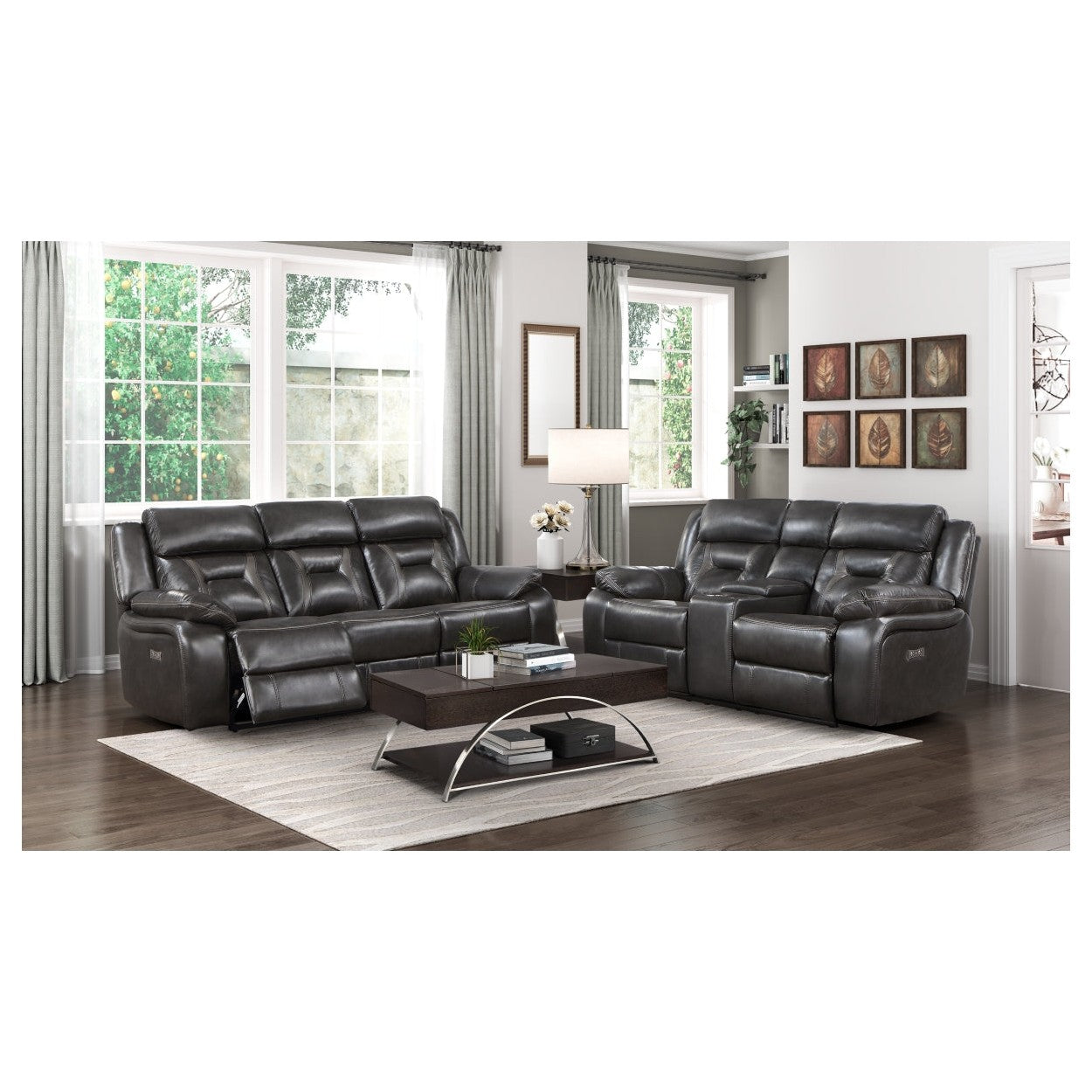 Power Double Reclining Sofa 8229NDG-3PW