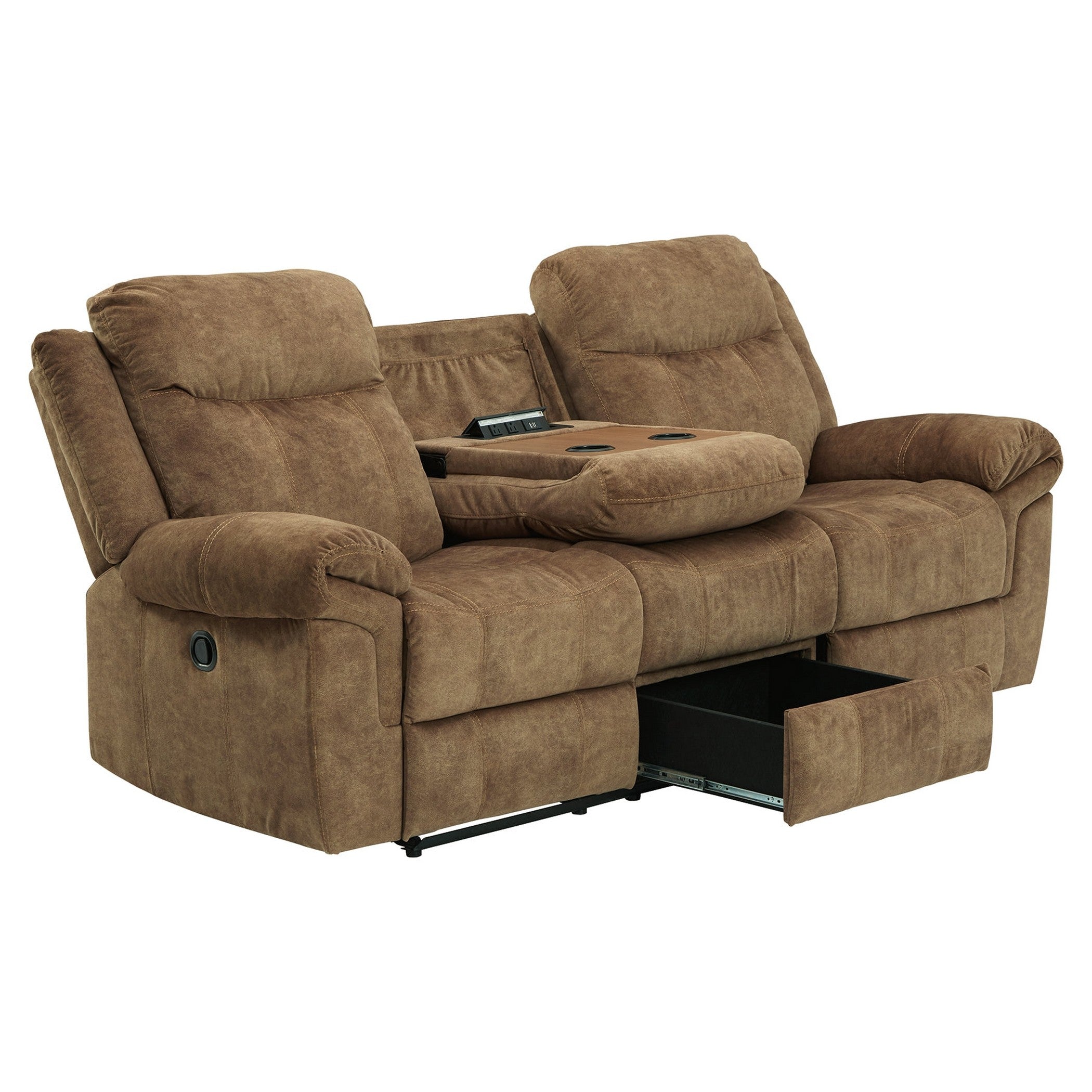 Huddle-Up Reclining Sofa with Drop Down Table Ash-8230489