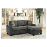 REVERSIBLE SOFA CHAISE WITH 2 PILLOWS, GRAY FABRIC & P/U 8401GY-3SC