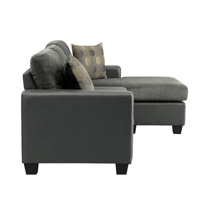 REVERSIBLE SOFA CHAISE WITH 2 PILLOWS, GRAY FABRIC &amp; P/U 8401GY-3SC