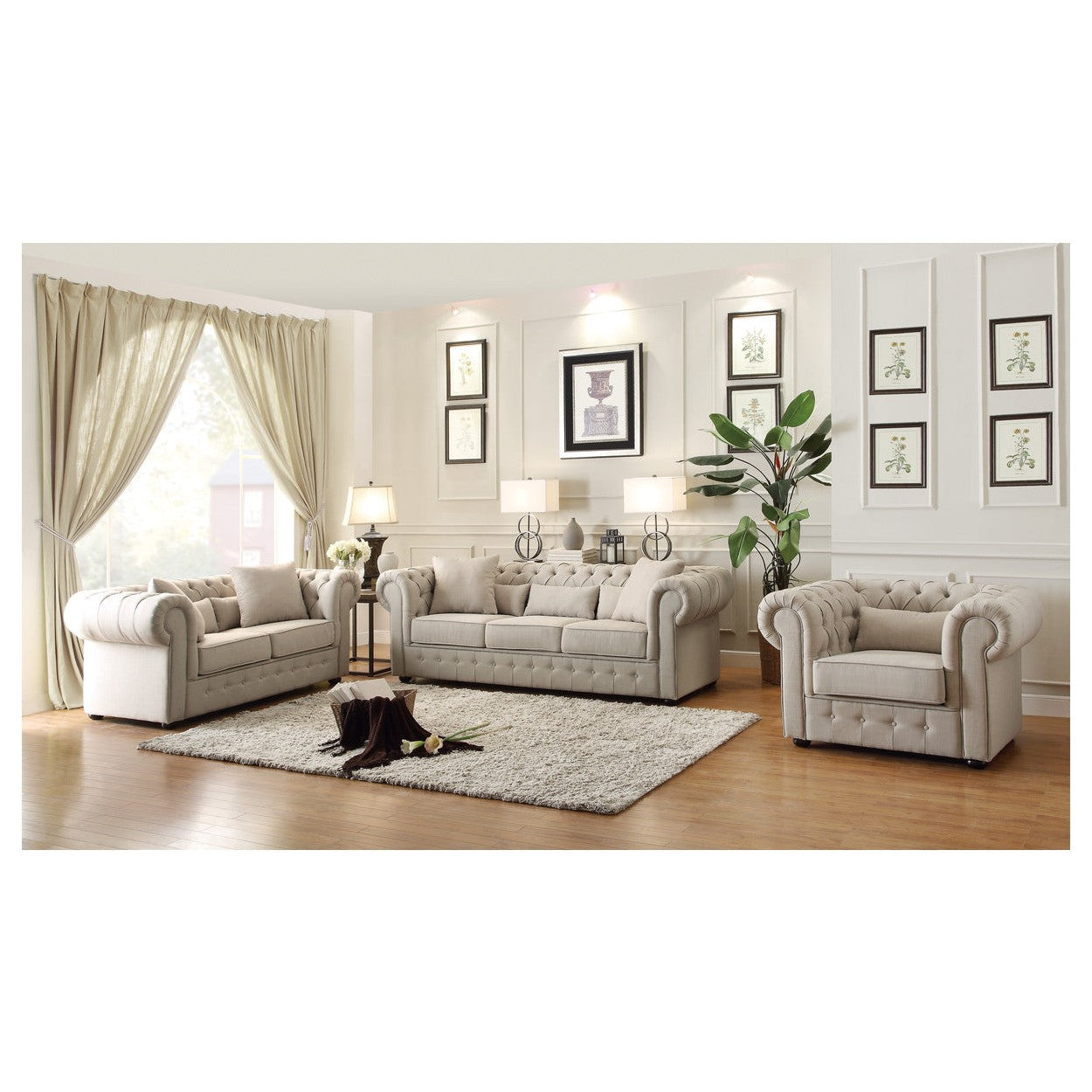 SOFA, 5 PILLOWS, NATURAL 100% POLYESTER 8427-3