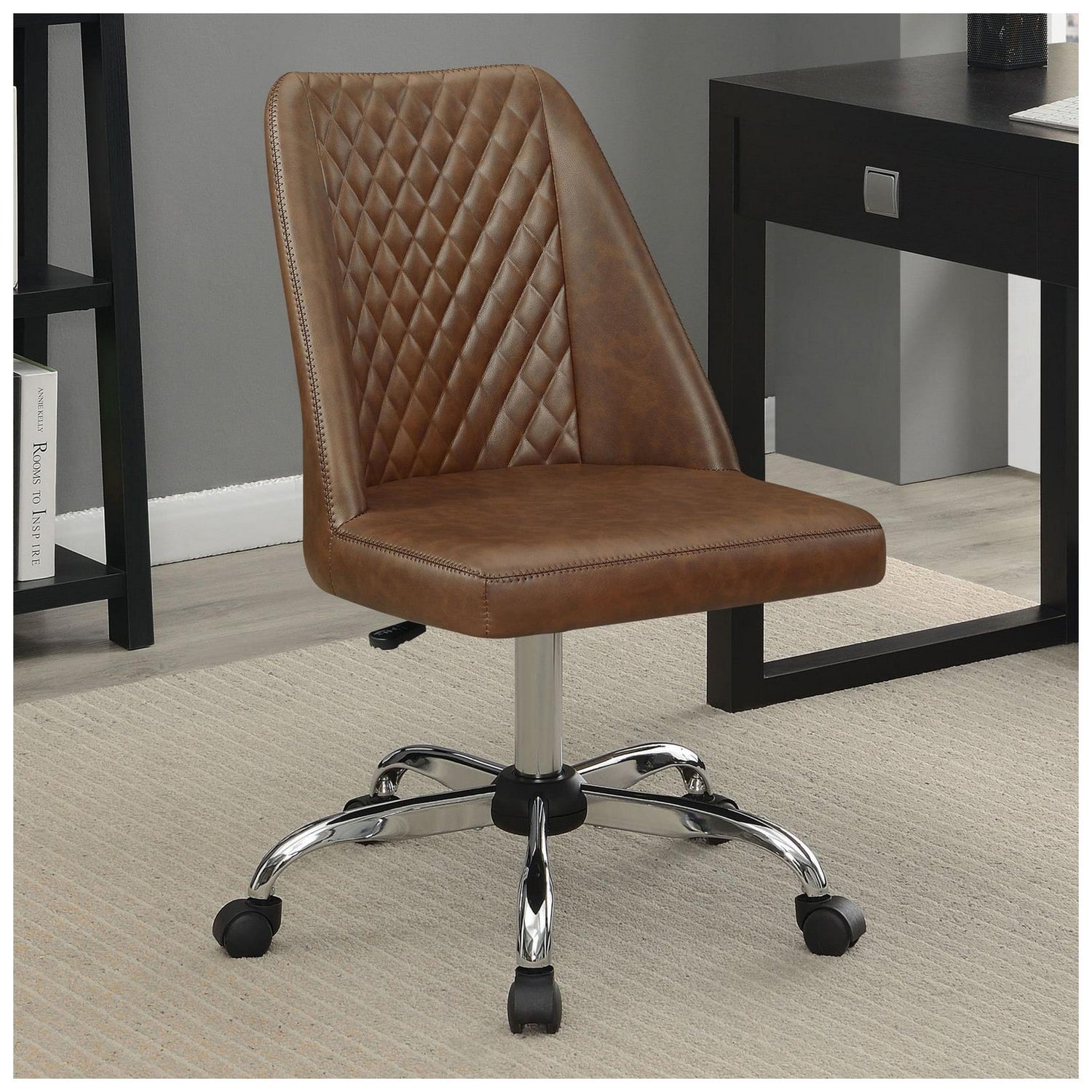 Althea Upholstered Tufted Back Office Chair Brown and Chrome 881197