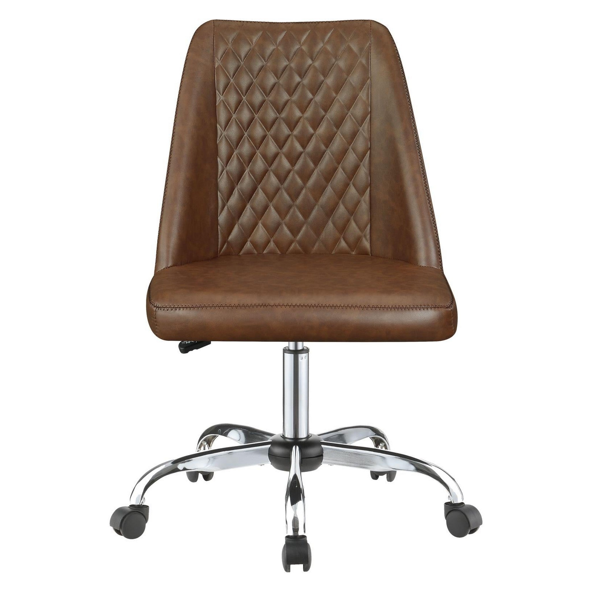 Althea Upholstered Tufted Back Office Chair Brown and Chrome 881197