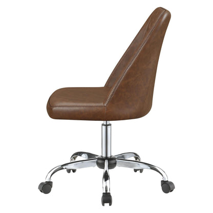 Althea Upholstered Tufted Back Office Chair Brown and Chrome 881197