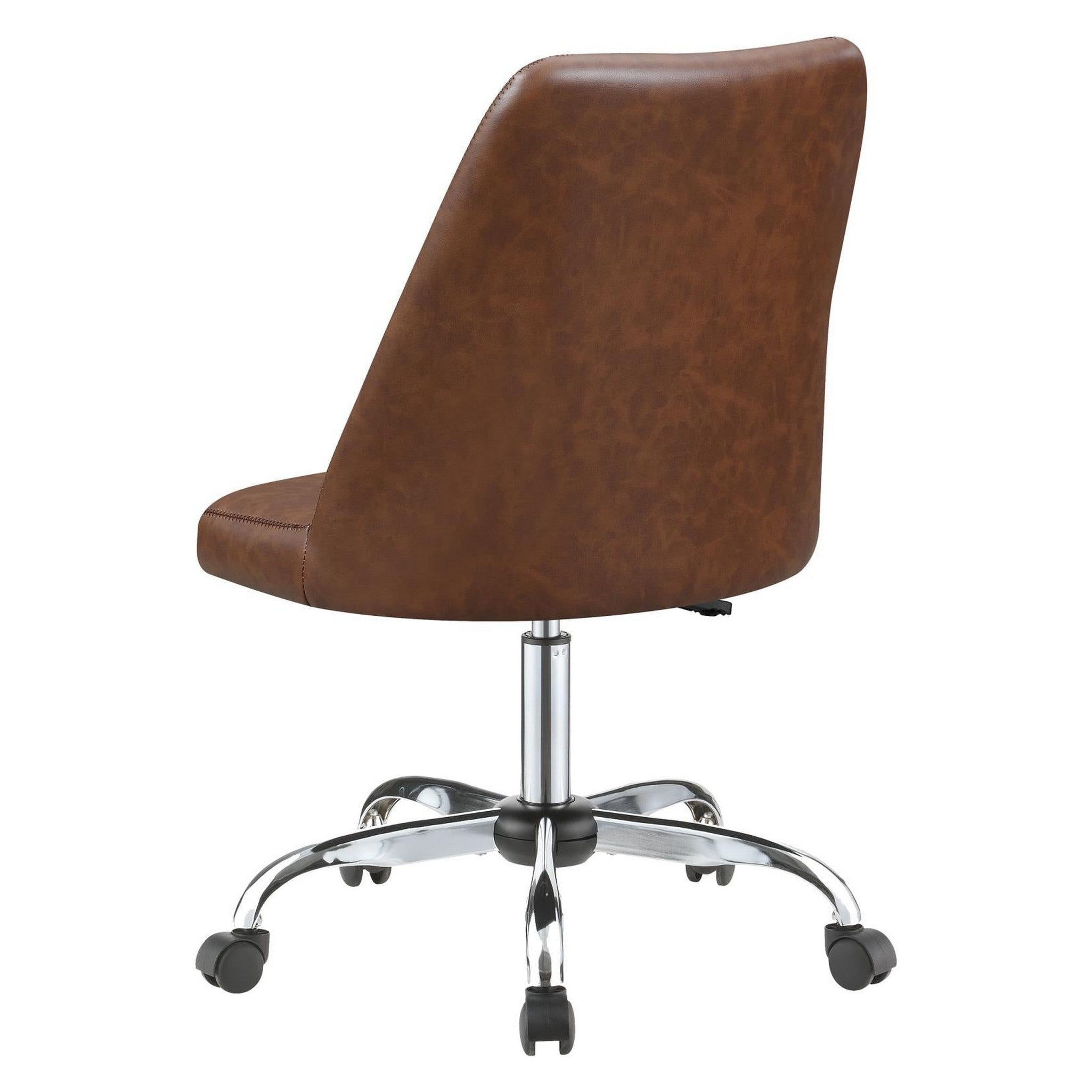 Althea Upholstered Tufted Back Office Chair Brown and Chrome 881197