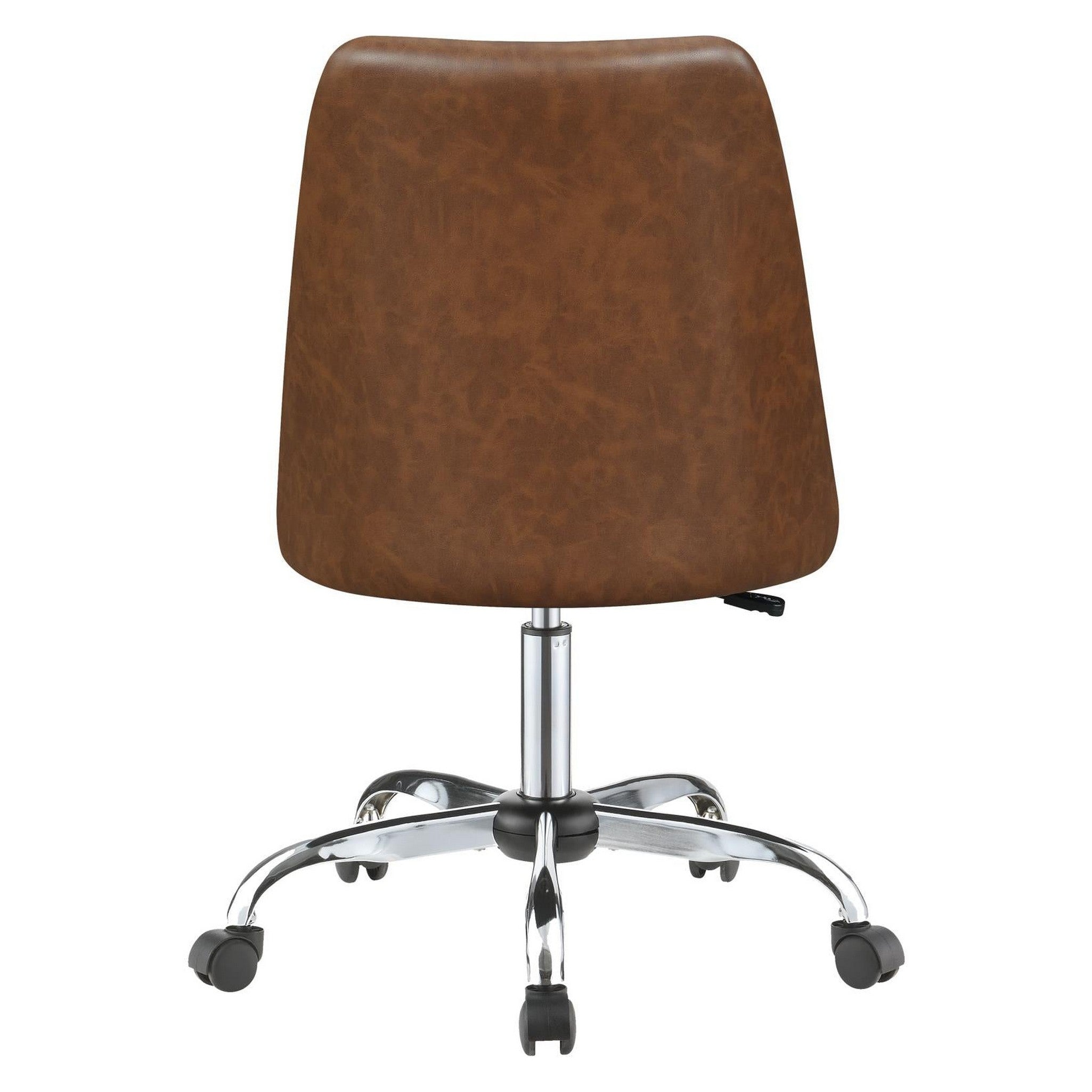 Althea Upholstered Tufted Back Office Chair Brown and Chrome 881197