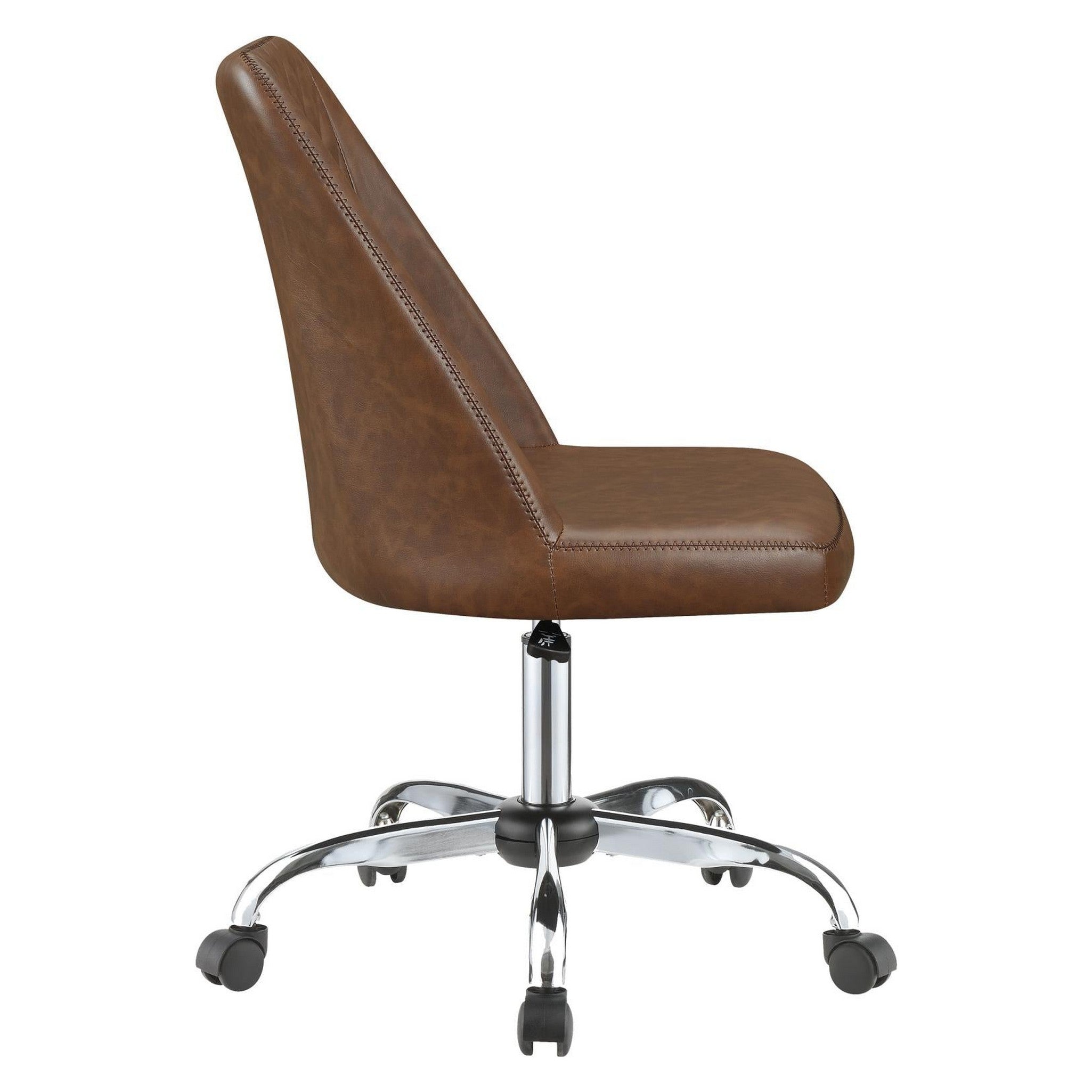 Althea Upholstered Tufted Back Office Chair Brown and Chrome 881197