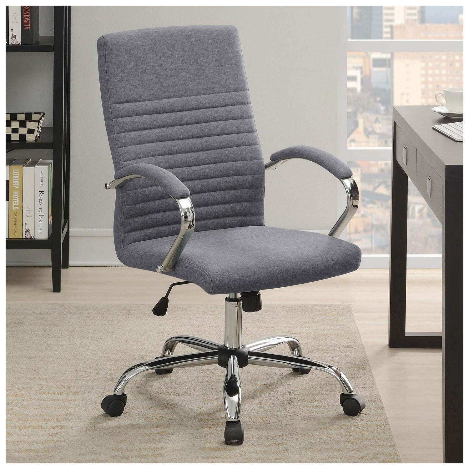 Abisko Upholstered Office Chair with Casters Grey and Chrome 881217