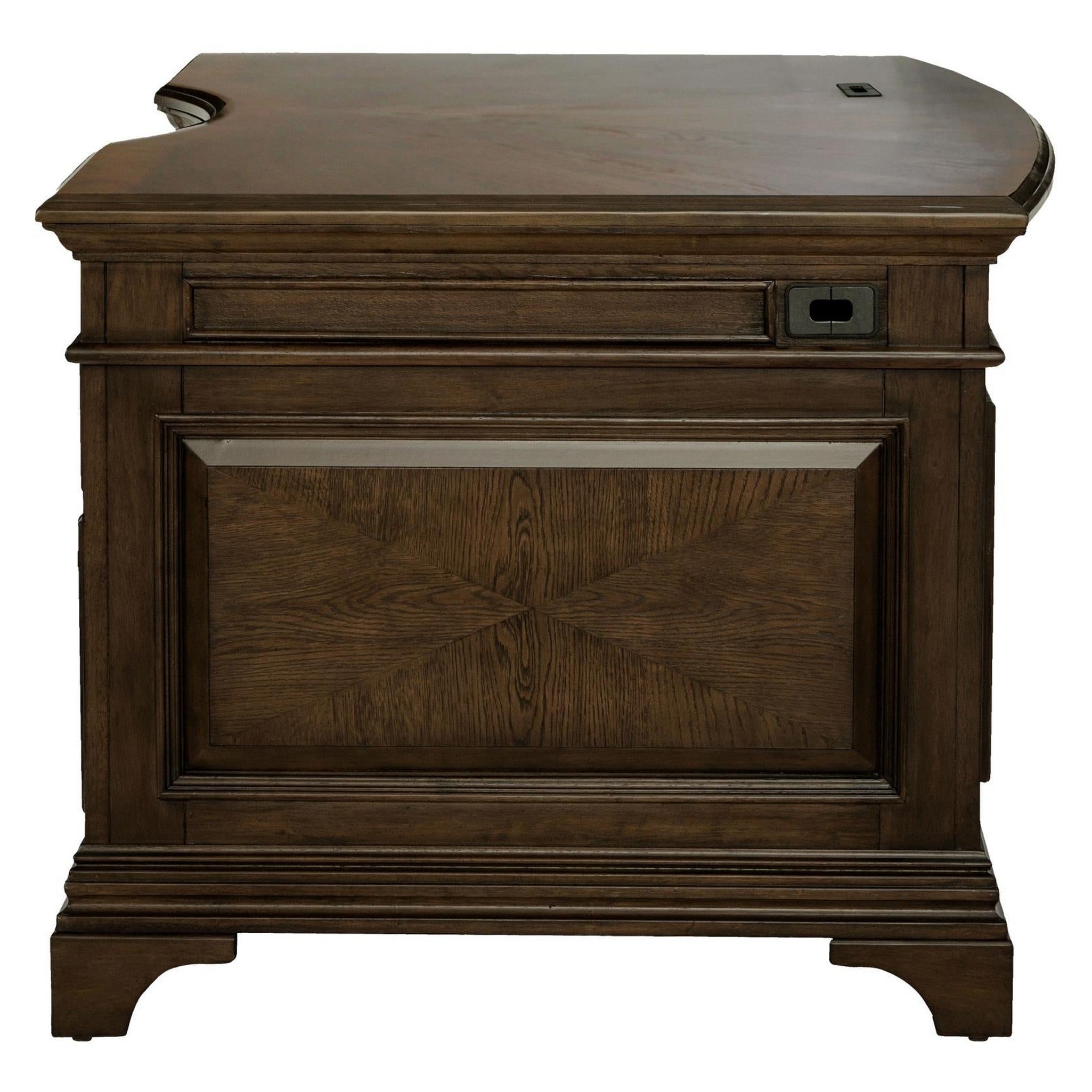 Hartshill Executive Desk with File Cabinets Burnished Oak 881281