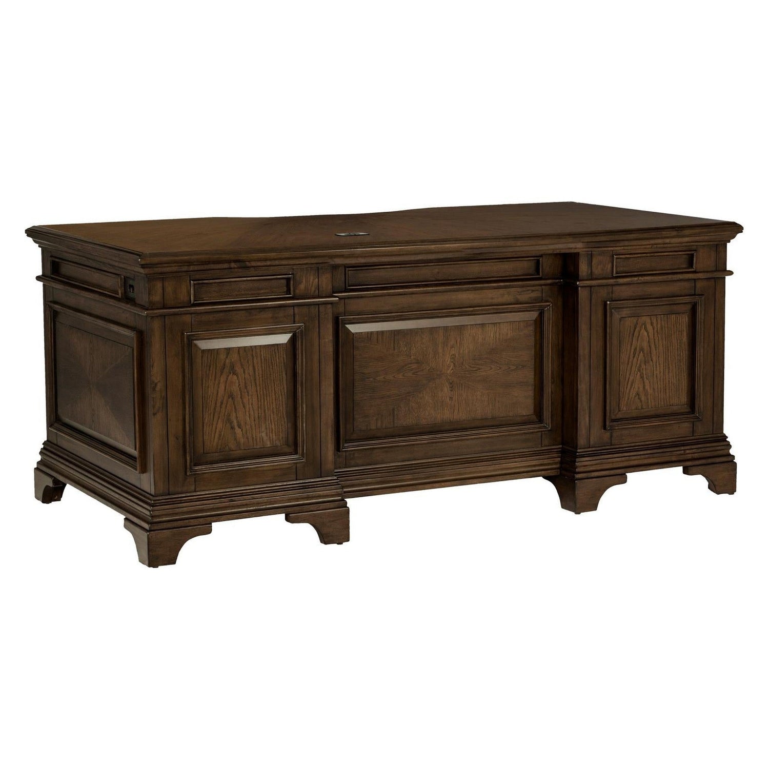 Hartshill Executive Desk with File Cabinets Burnished Oak 881281