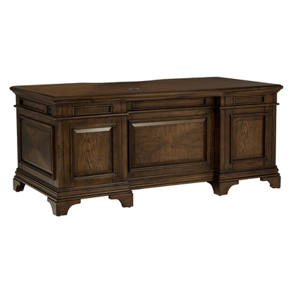 Hartshill Executive Desk with File Cabinets Burnished Oak 881281