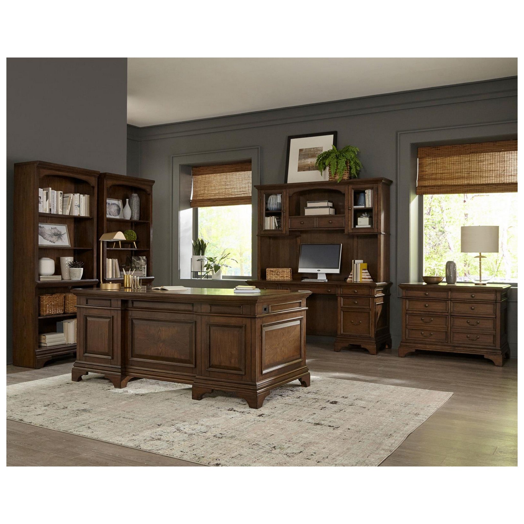 Hartshill Credenza with Power Outlet Burnished Oak 881282