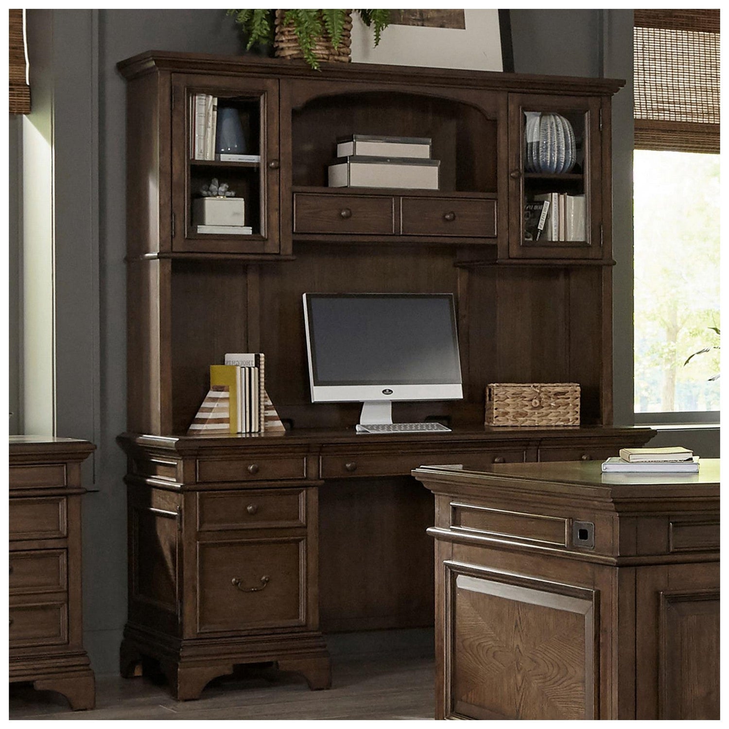 Hartshill Credenza with Hutch Burnished Oak 881283