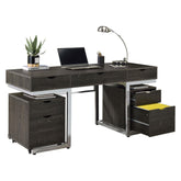 Noorvik 3-piece Writing Desk Set Dark Oak and Chrome 881571-S3