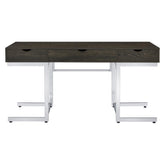 Noorvik 3-drawer Writing Desk Dark Oak and Chrome 881571