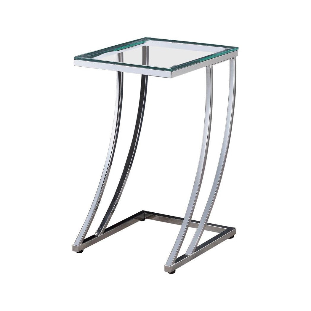 Cayden Rectangular Top Accent Table Chrome and Clear 900082