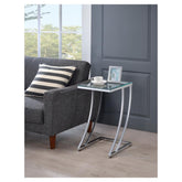 Cayden Rectangular Top Accent Table Chrome and Clear 900082