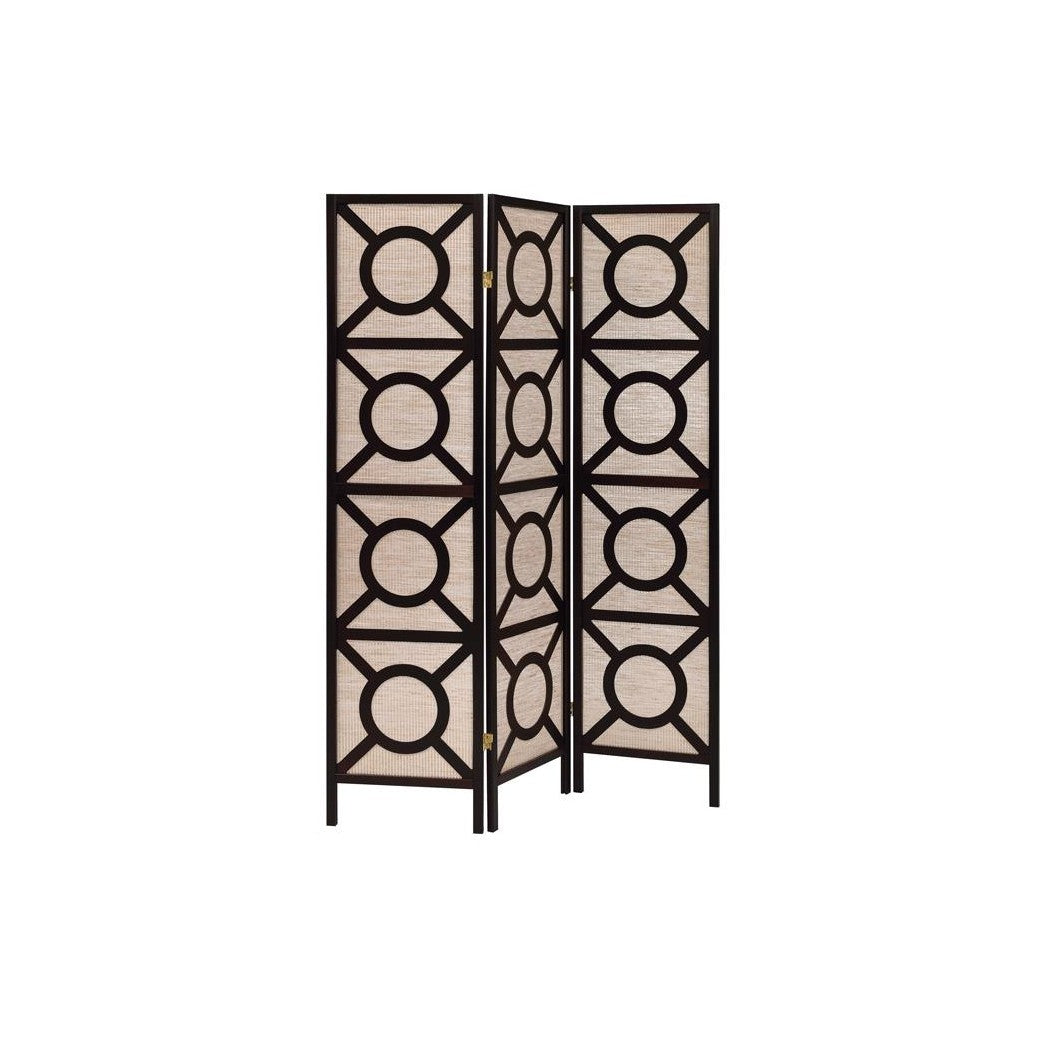 Vulcan 3-panel Geometric Folding Screen Tan and Cappuccino 900090